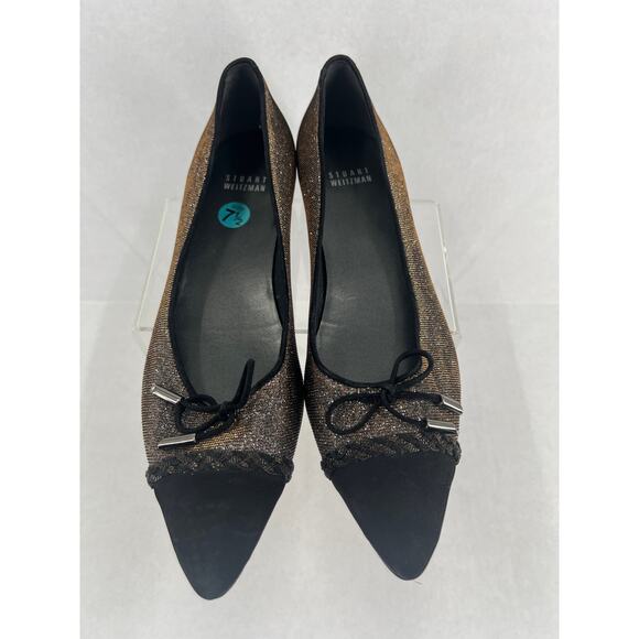 Stuart Weitzman Gold/Silver Glitter and Suede Ballet Flats - Picture 1 of 5